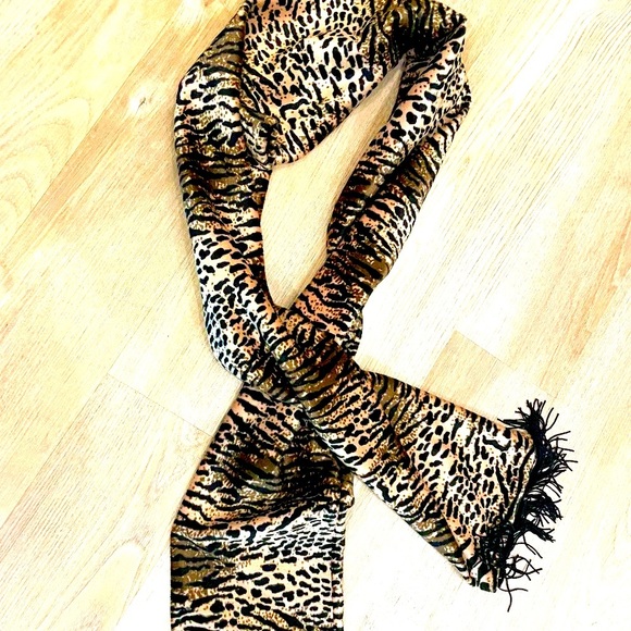 Animal Print Scarf w/Eyelash Fringe Asst 3 Pattern Leopard Print scarf with fringe